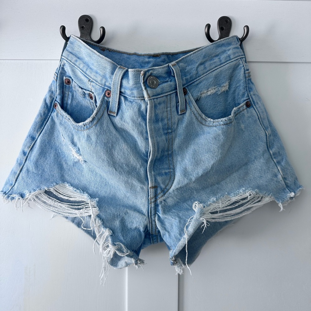 Levi's 501 Original High Rise Distressed Jean Shorts Spring Summer - Size 24